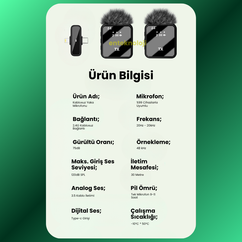 Kablosuz Tüylü Yaka Mikrofonu Wireless Şarj Kutulu F15-2
