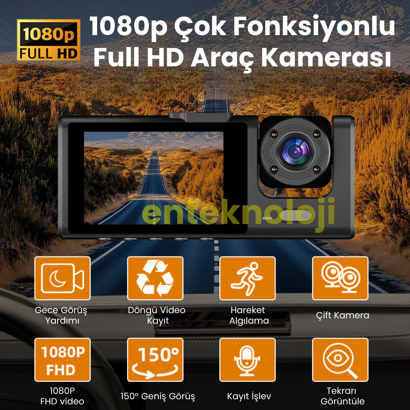 Araç İçi HD Kamera 3 Kameralı C309 (Arka Görüş Kamerası Hediye)