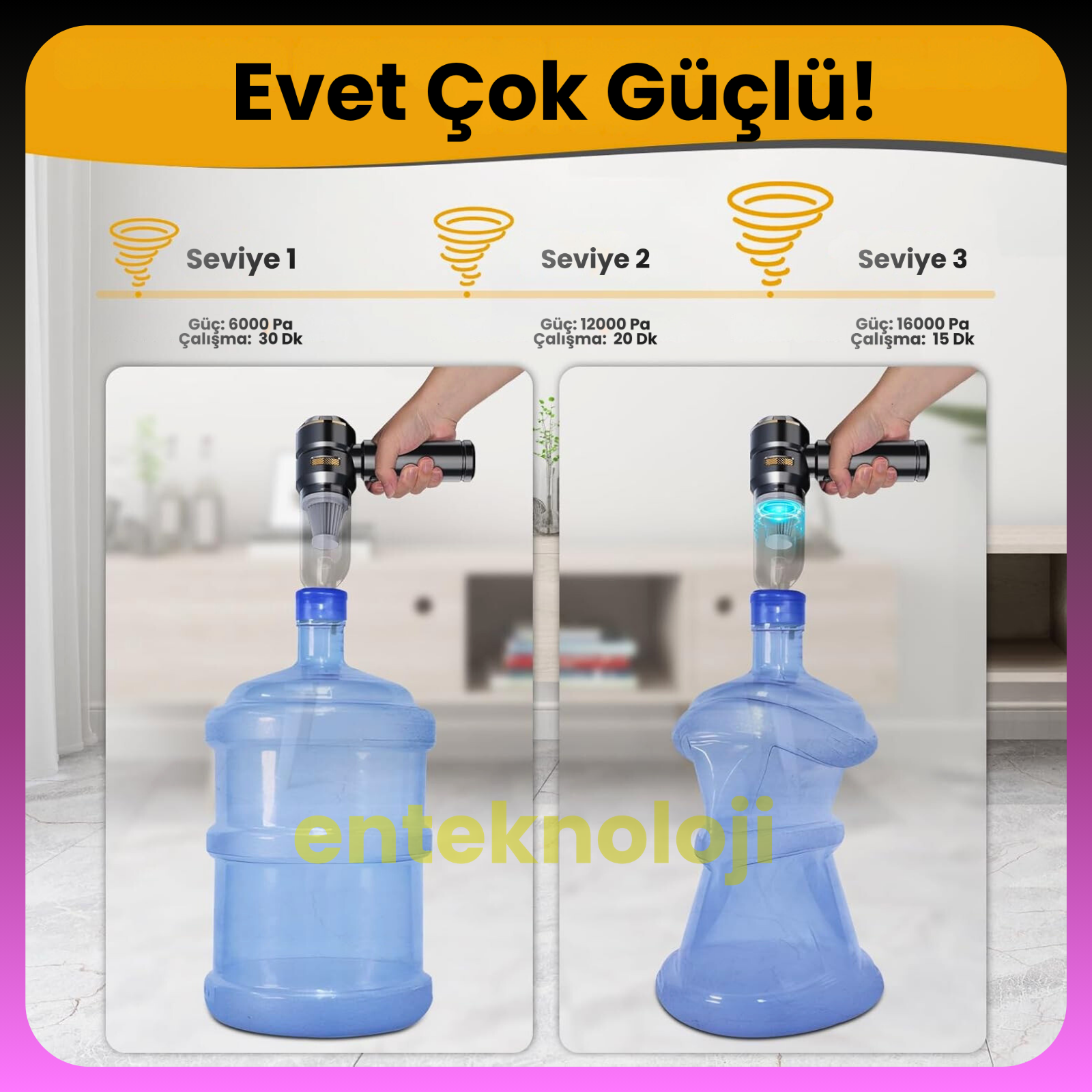 Harvox Araç İçi Süpürgesi HXVC-003 (Gri - Mor)