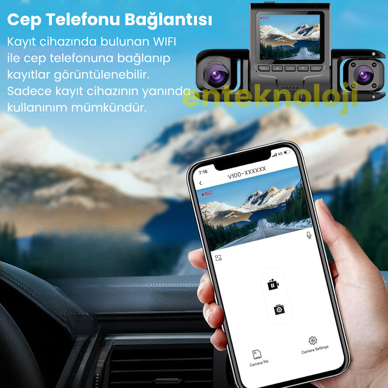 Araç İçi Hd Kamera 4 Kameralı Y13 (Arka Görüş Kamerası Hediye)