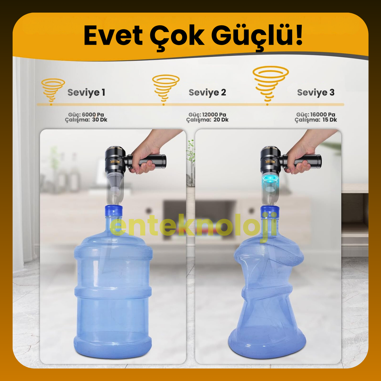 Harvox Araç İçi Süpürgesi HXVC-003 (Sarı - Siyah)