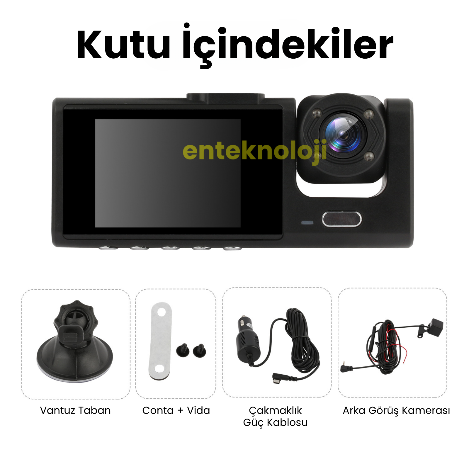 Araç İçi HD Kamera 3 Kameralı C309 (Arka Görüş Kamerası Hediye)