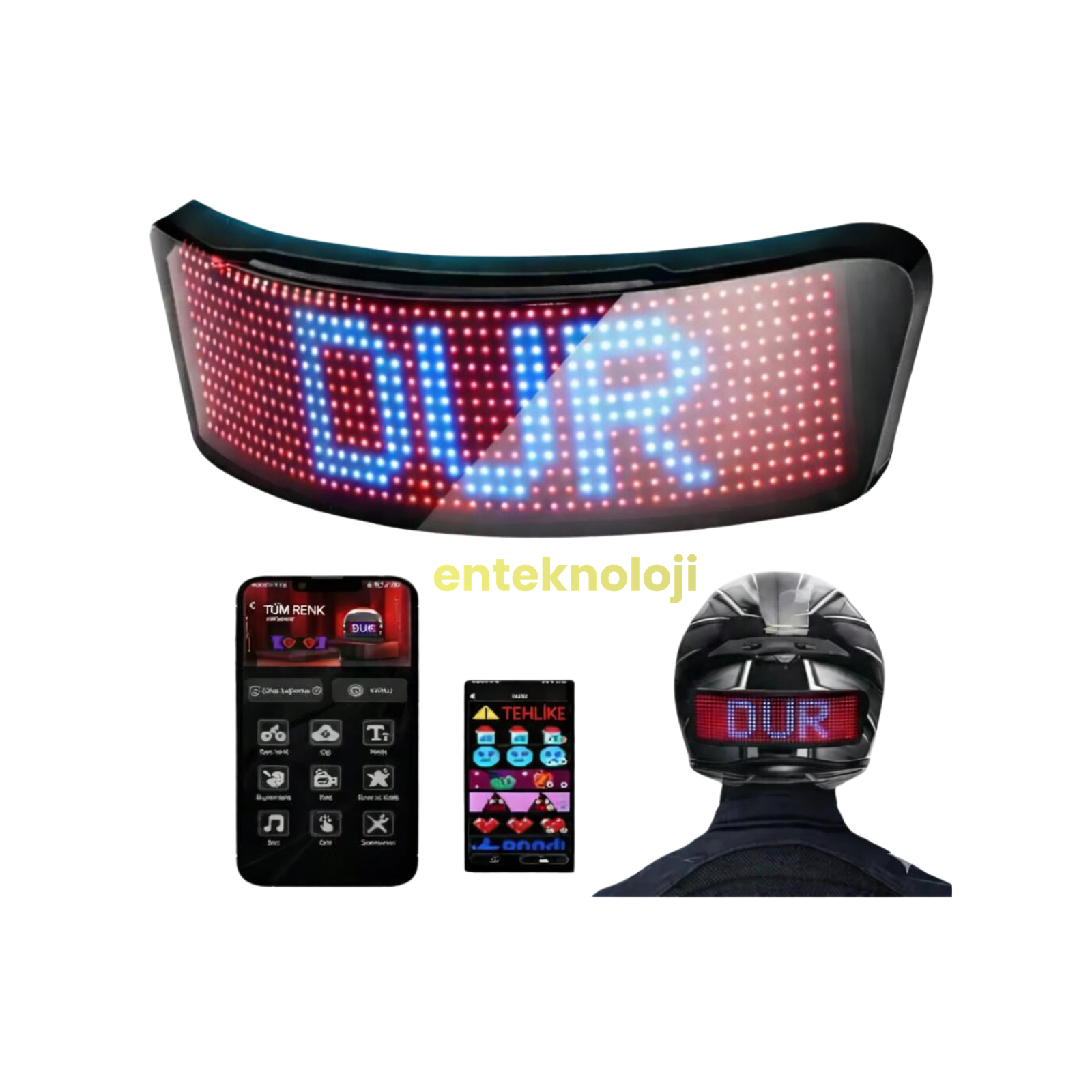 Kişiselleştirilebilir Motosiklet Kask LED Paneli ( 18x6cm)