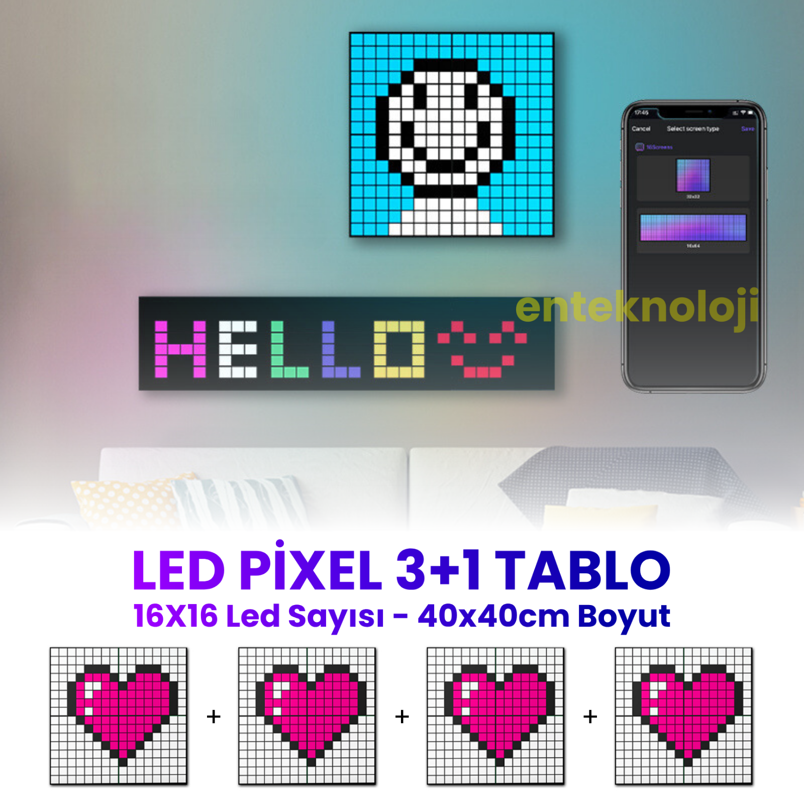Led Pixel 3+1 Tablo (40x40cm)