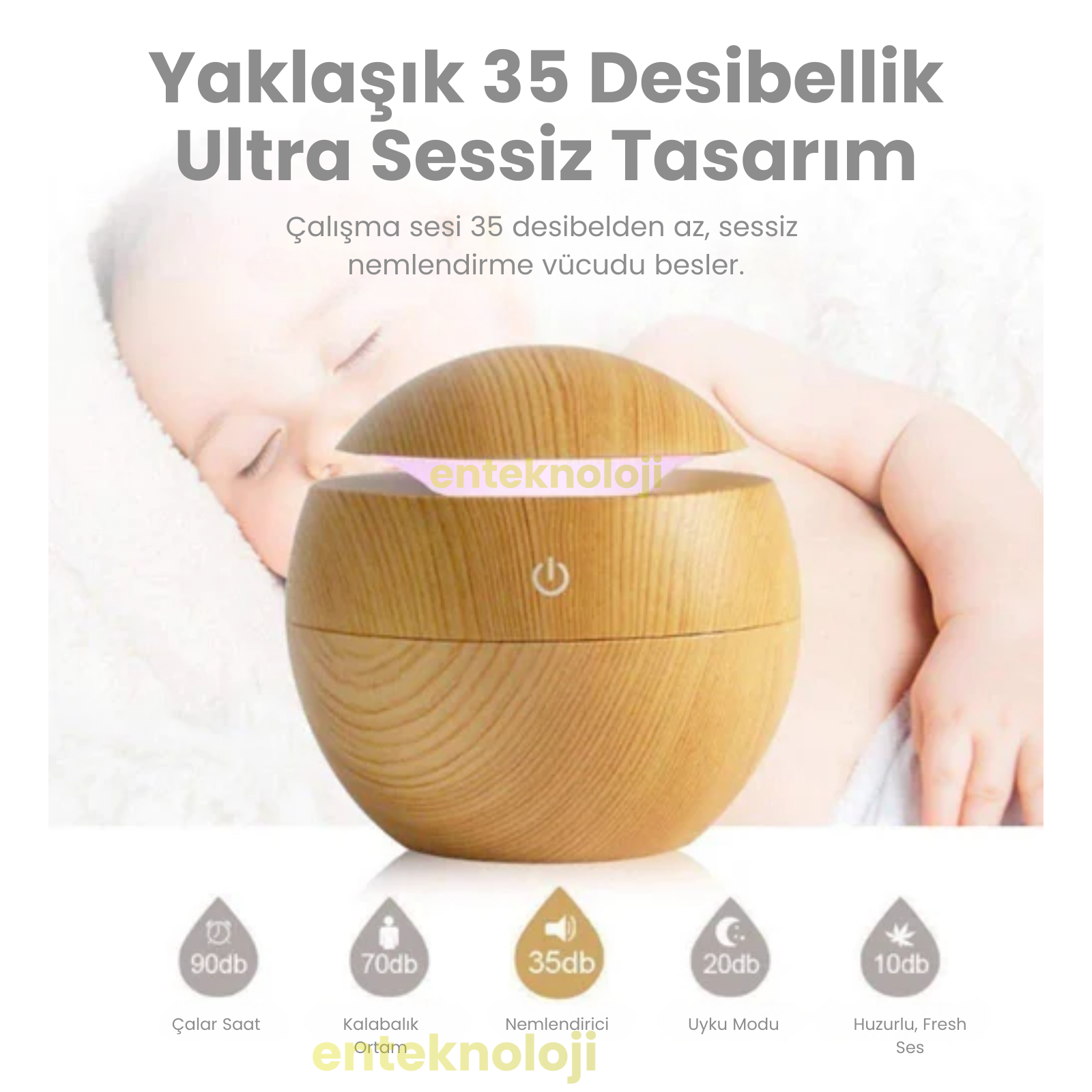 Round Wood Hava Nemlendirici Humidifier