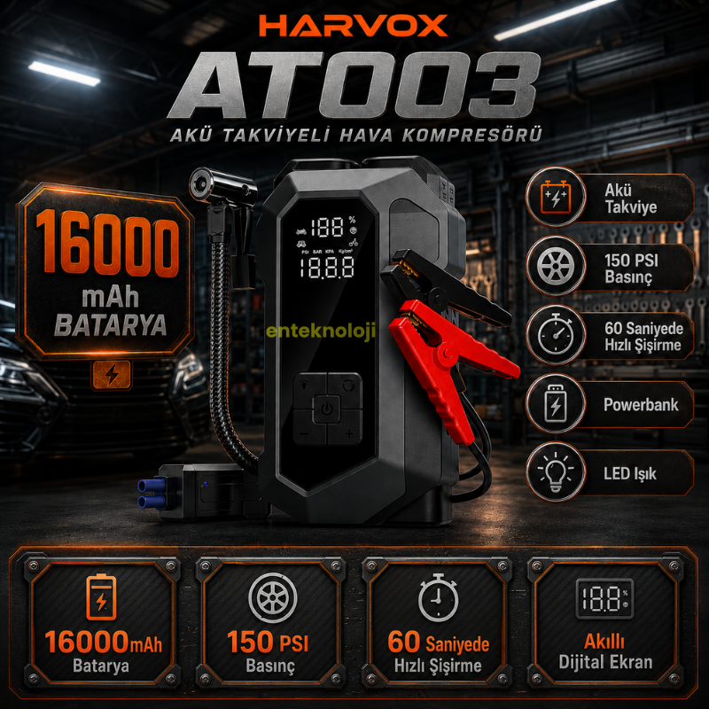 Harvox Akü Takviyeli Hava Kompresörü AT-003