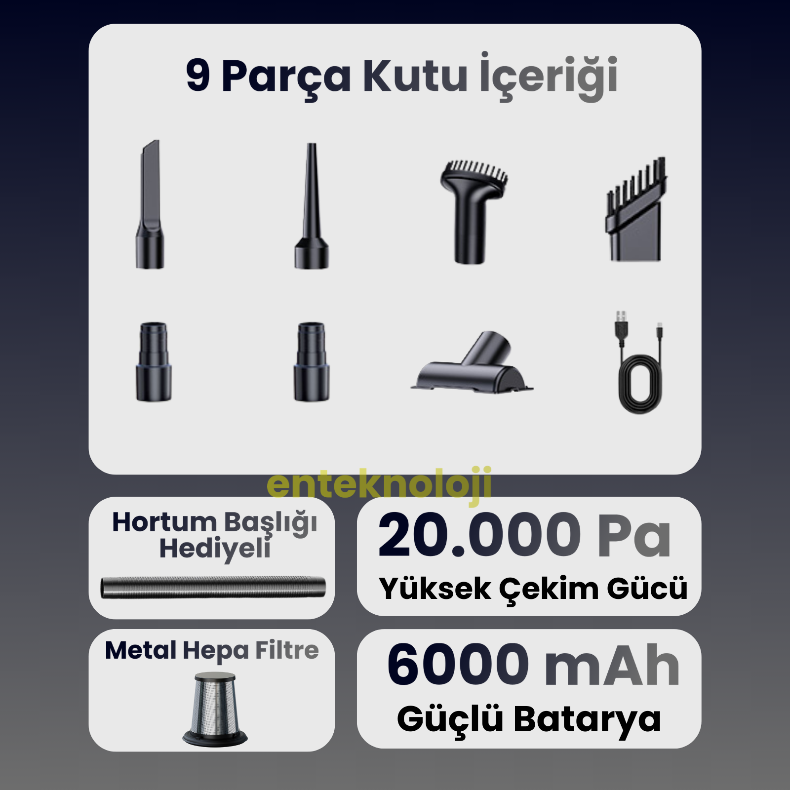 Harvox Araç İçi Süpürgesi ST-126 Plus (Gri - Siyah)