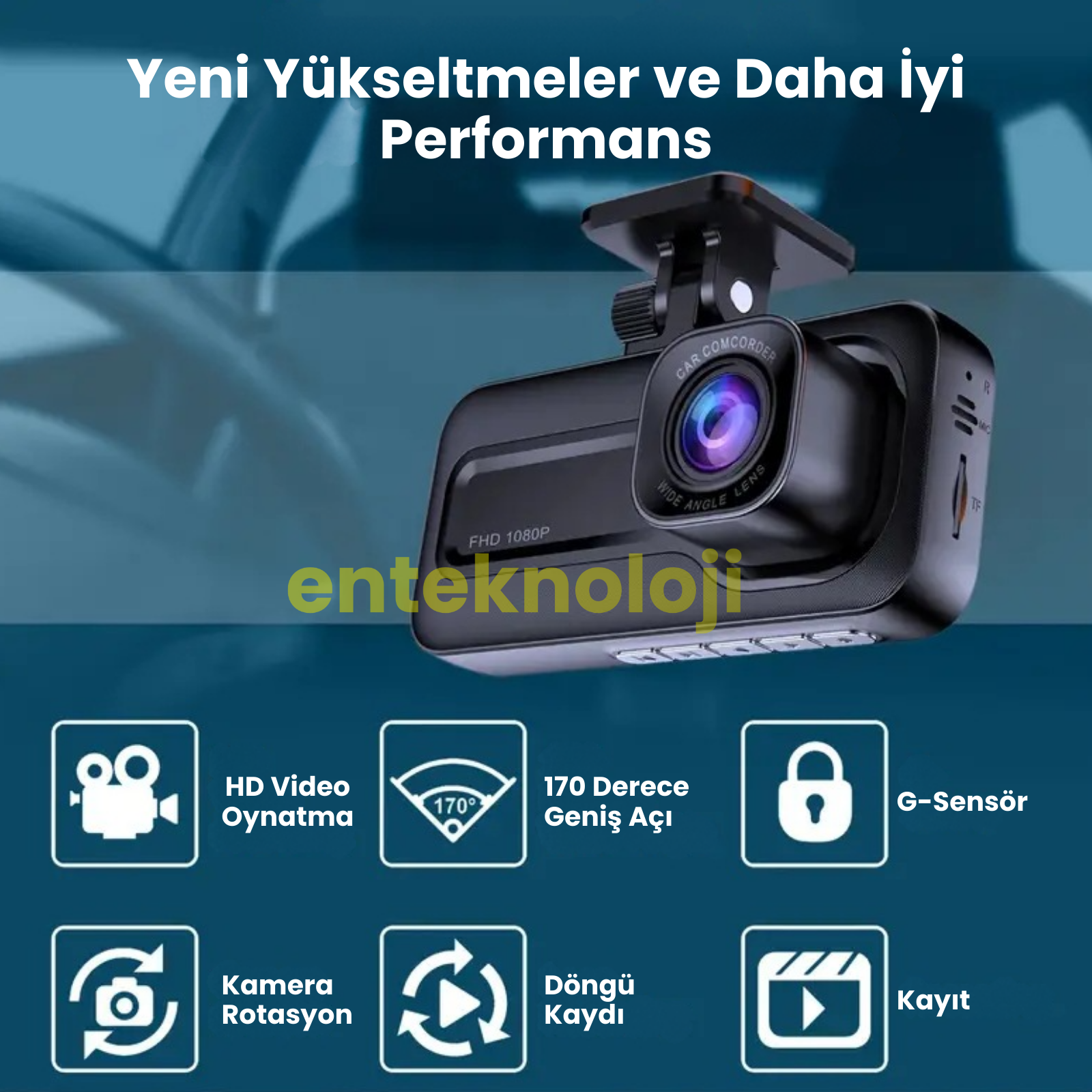 Araç İçi Hd Kamera 3 Kameralı A98 (Arka Görüş Kamerası Hediyeli)