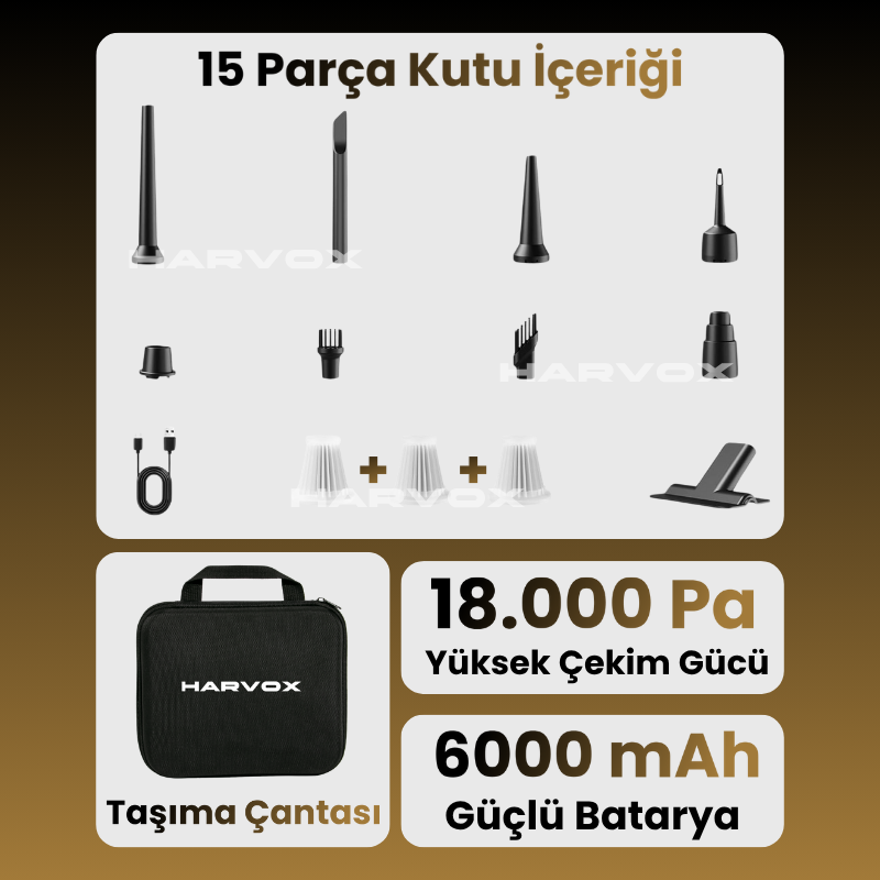 Harvox Araç İçi Süpürgesi HXVC-002 (Kahverengi - Siyah)