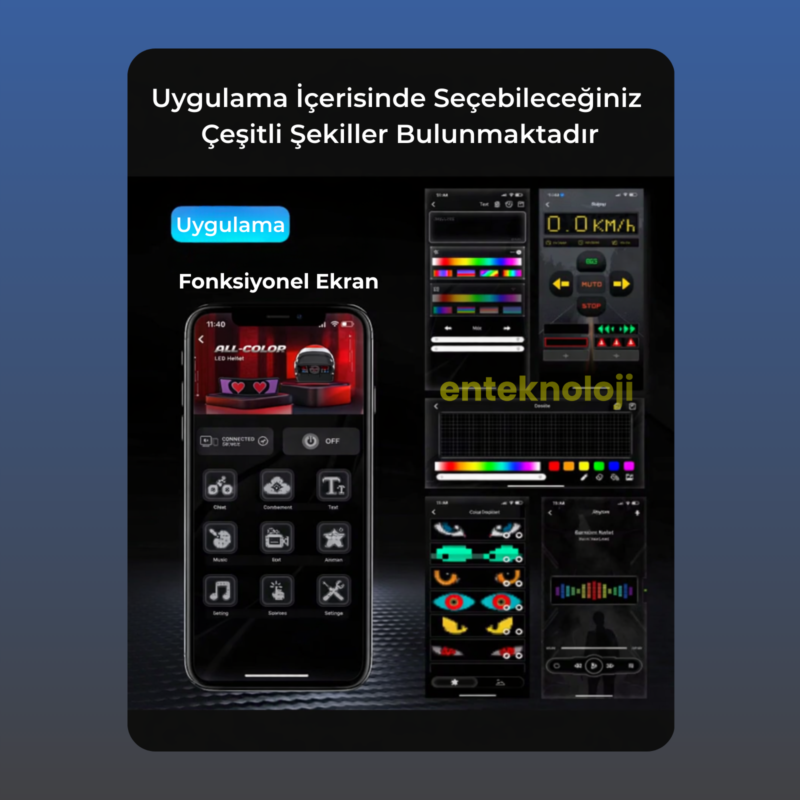 Kişiselleştirilebilir Motosiklet Kask LED Paneli ( 18x6cm)