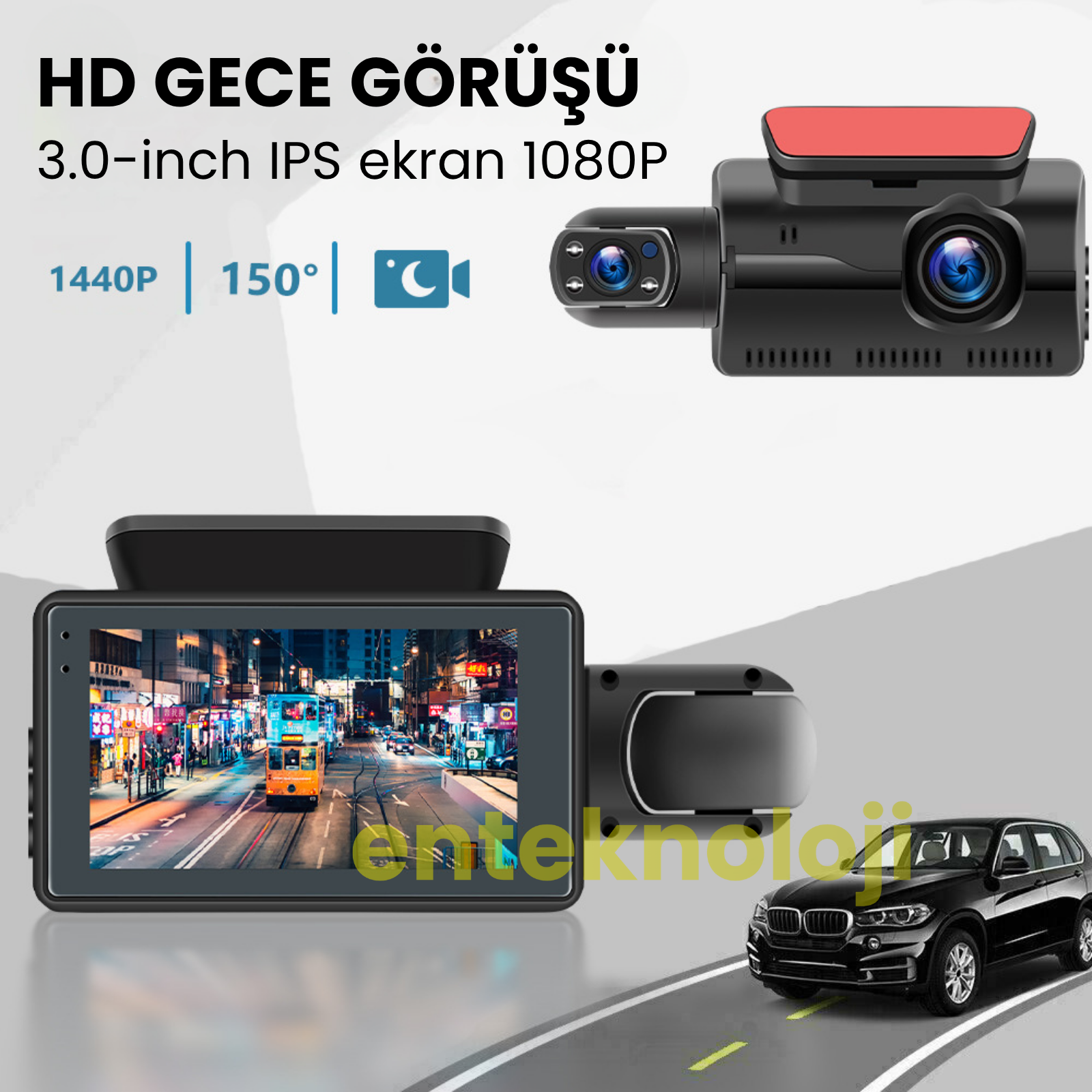 Araç İçi Hd Kamera 2 Kameralı A68