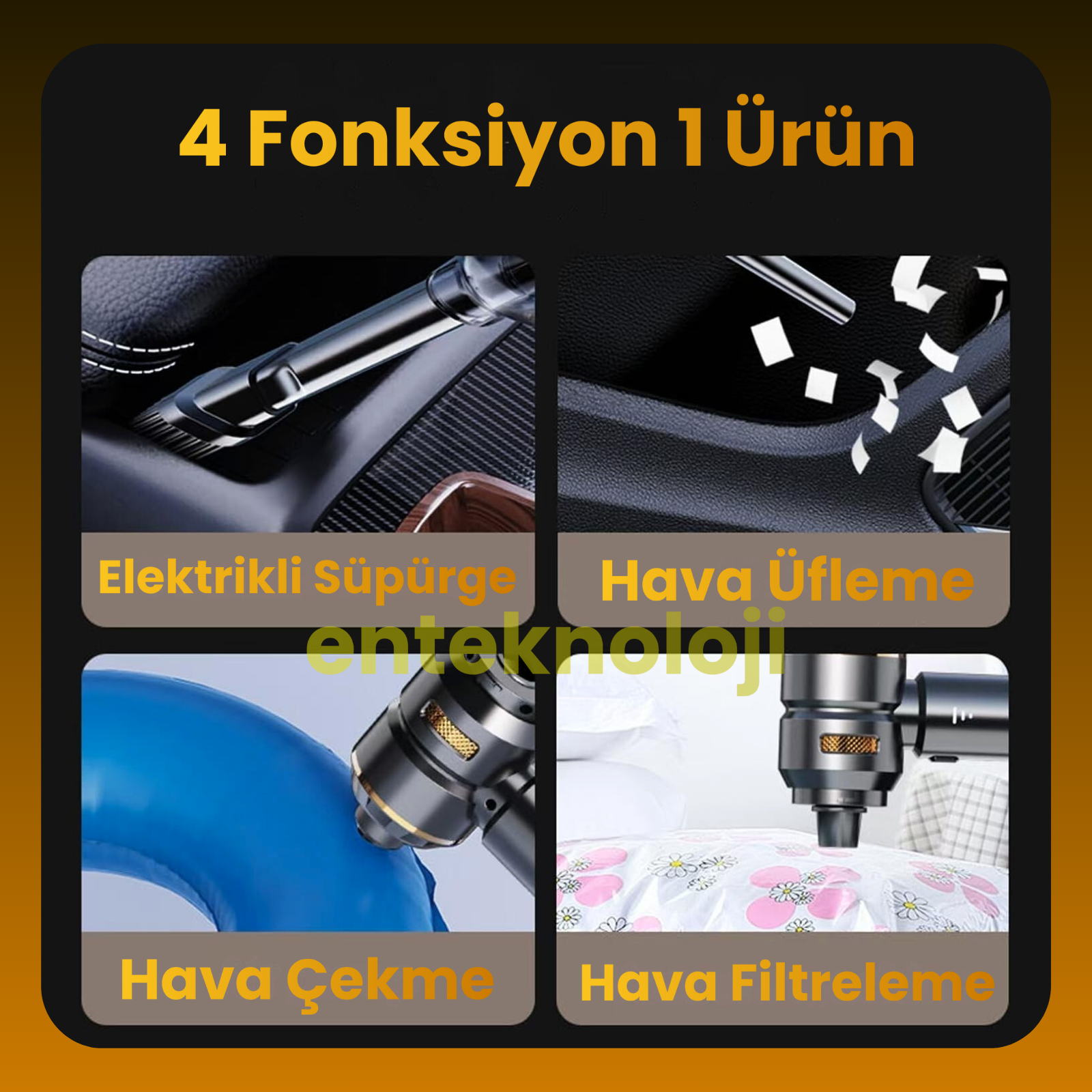 Harvox Araç İçi Süpürgesi HXVC-003 (Sarı - Siyah)