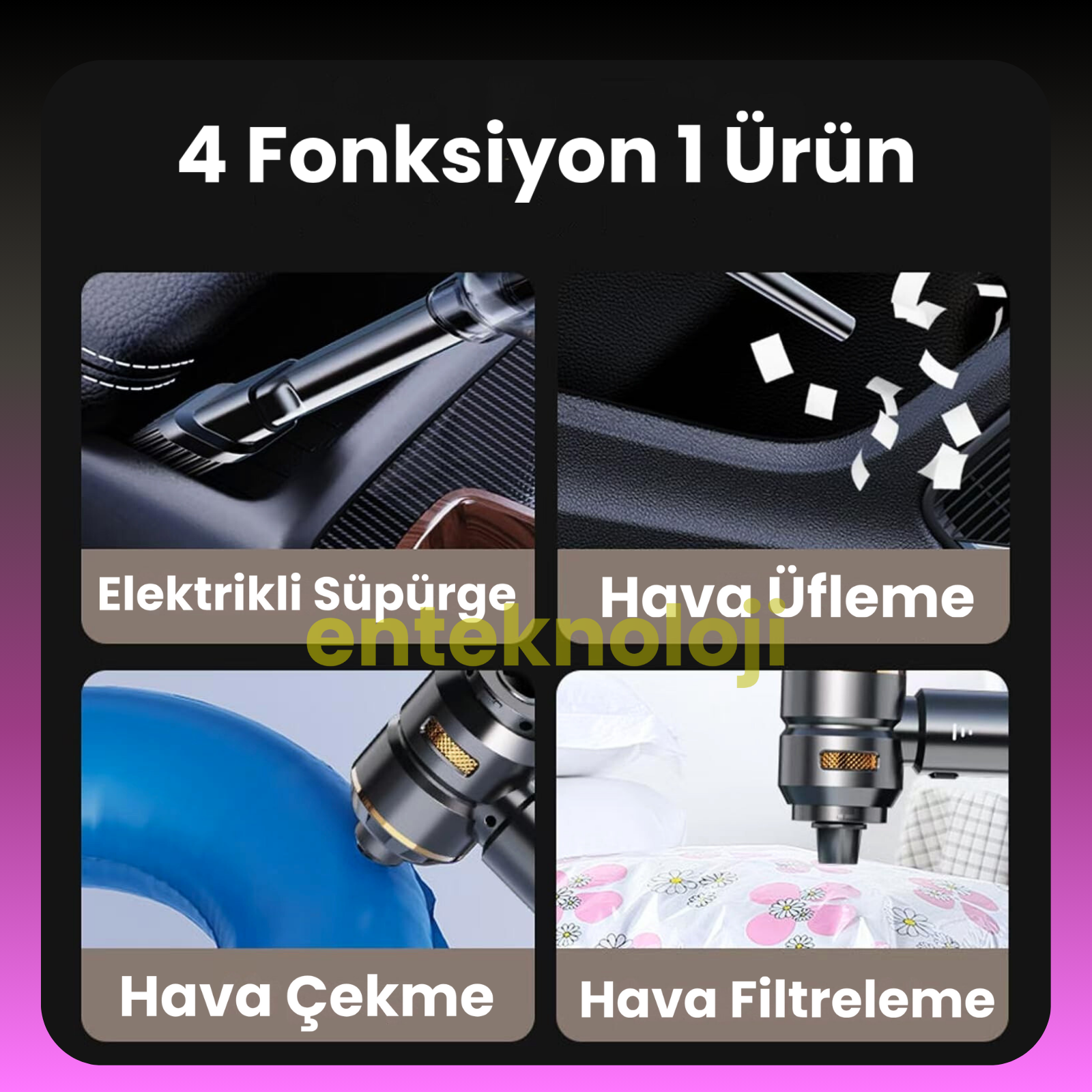 Harvox Araç İçi Süpürgesi HXVC-003 (Gri - Mor)