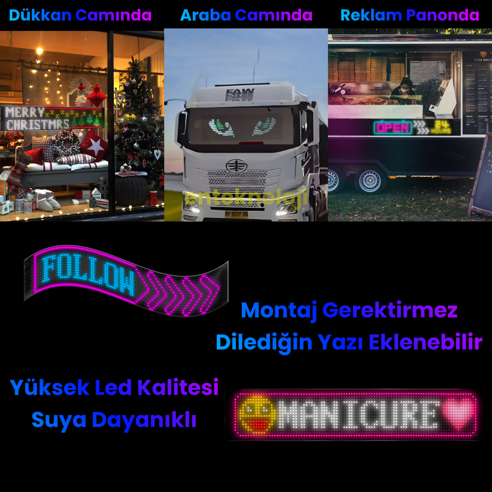 Kişiselleştirilebilir Matrix Car LED Ekran (90x19cm)