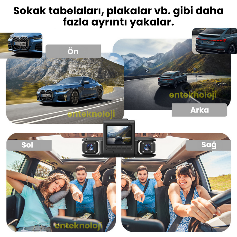 Araç İçi Hd Kamera 4 Kameralı Y13 (Arka Görüş Kamerası Hediye)