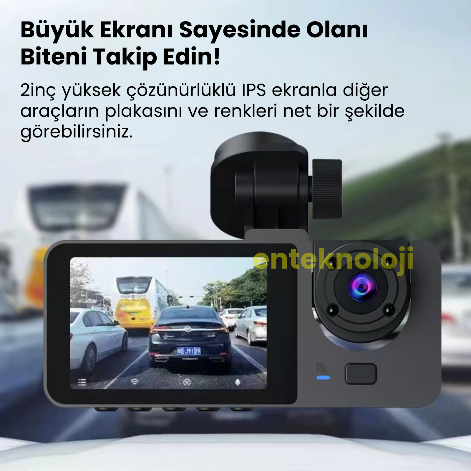 Araç İçi HD Kamera 3 Kameralı Y15 (Arka Görüş Kamerası Hediye)