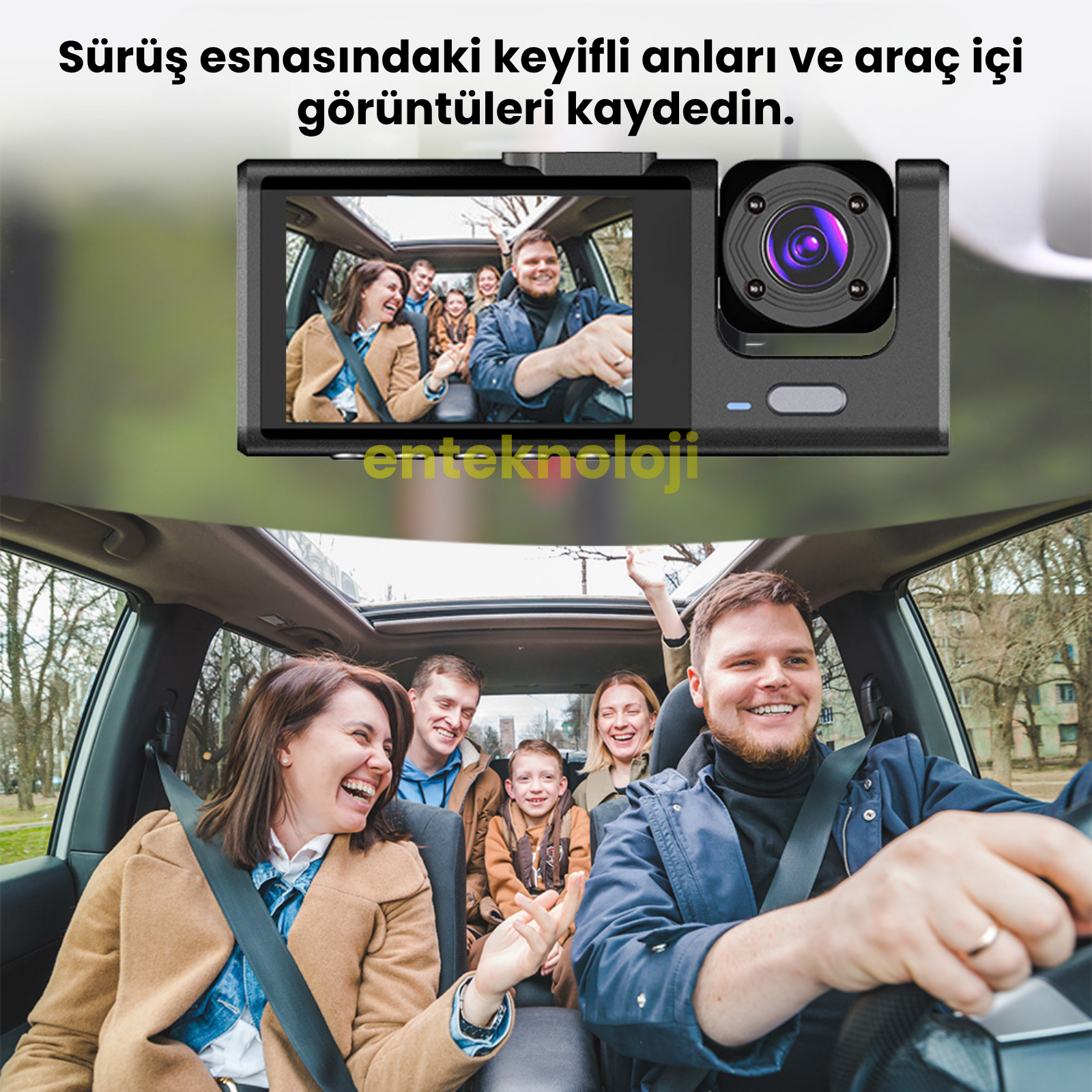 Araç İçi HD Kamera 3 Kameralı C309 (Arka Görüş Kamerası Hediye)