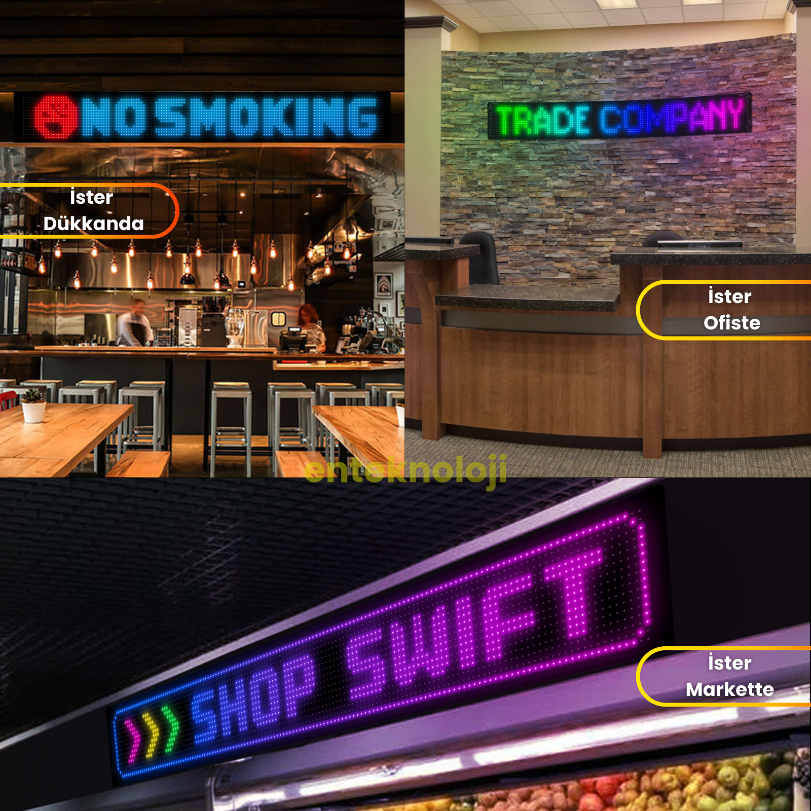 Kişiselleştirilebilir Matrix Car LED Ekran (133x19cm)