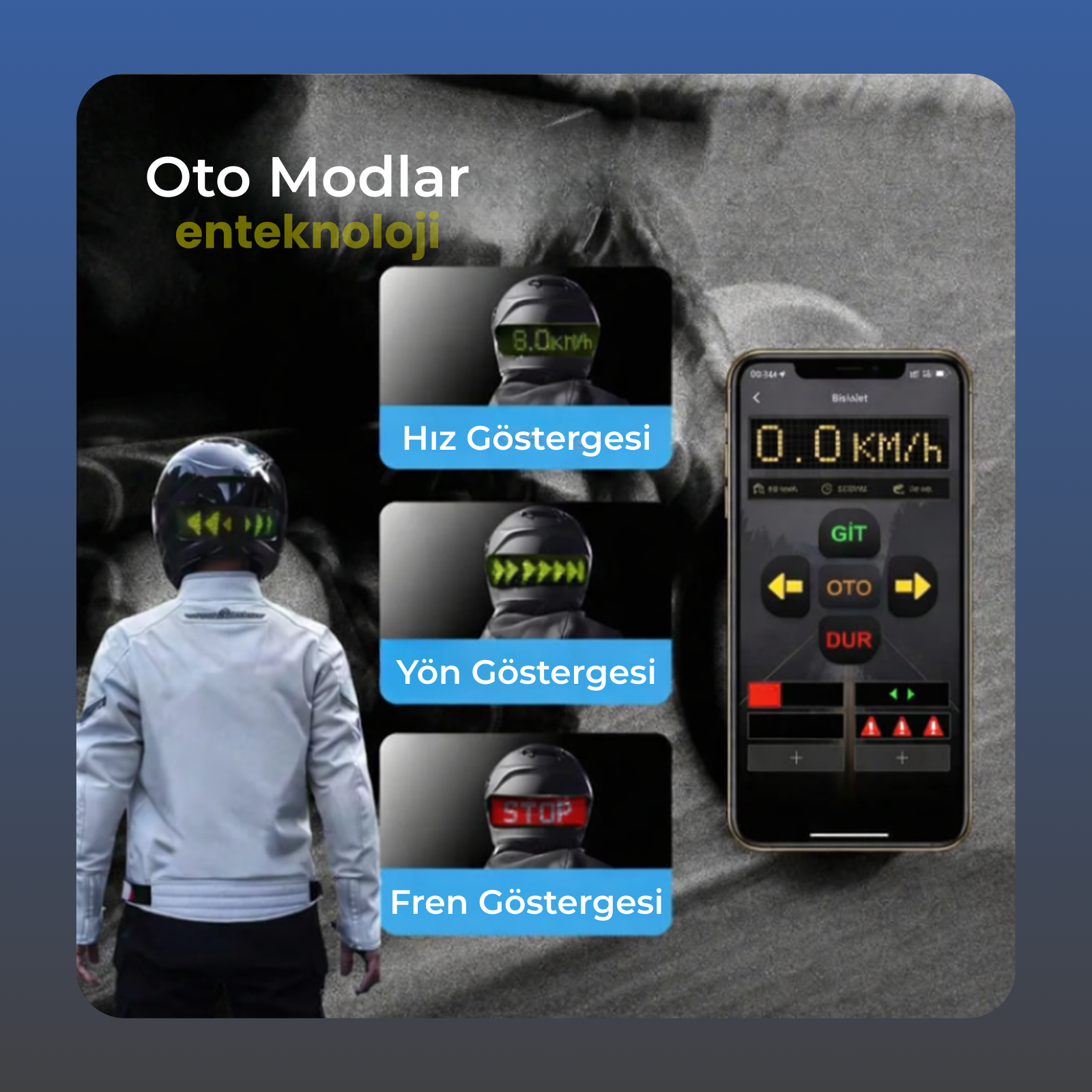 Kişiselleştirilebilir Motosiklet Kask LED Paneli ( 18x6cm)