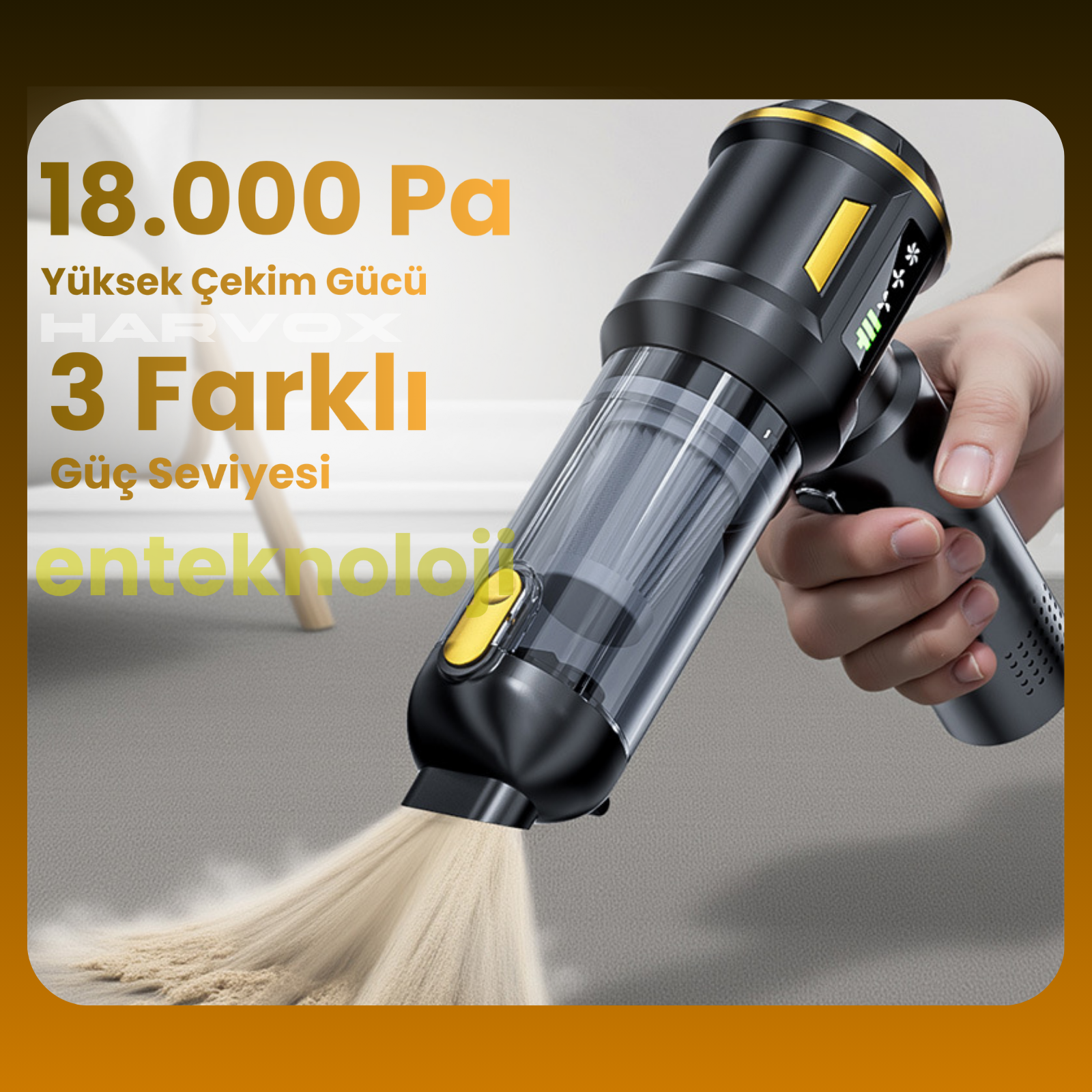 Harvox Araç İçi Süpürgesi HXVC-003 (Sarı - Siyah)