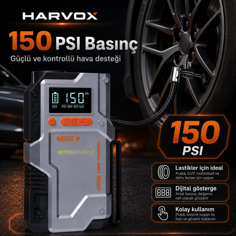Harvox Akü Takviyeli Hava Kompresörü JS-006