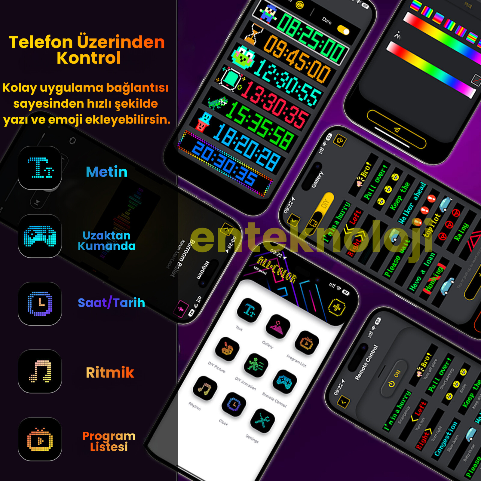 Kişiselleştirilebilir Matrix Car LED Ekran (133x19cm)