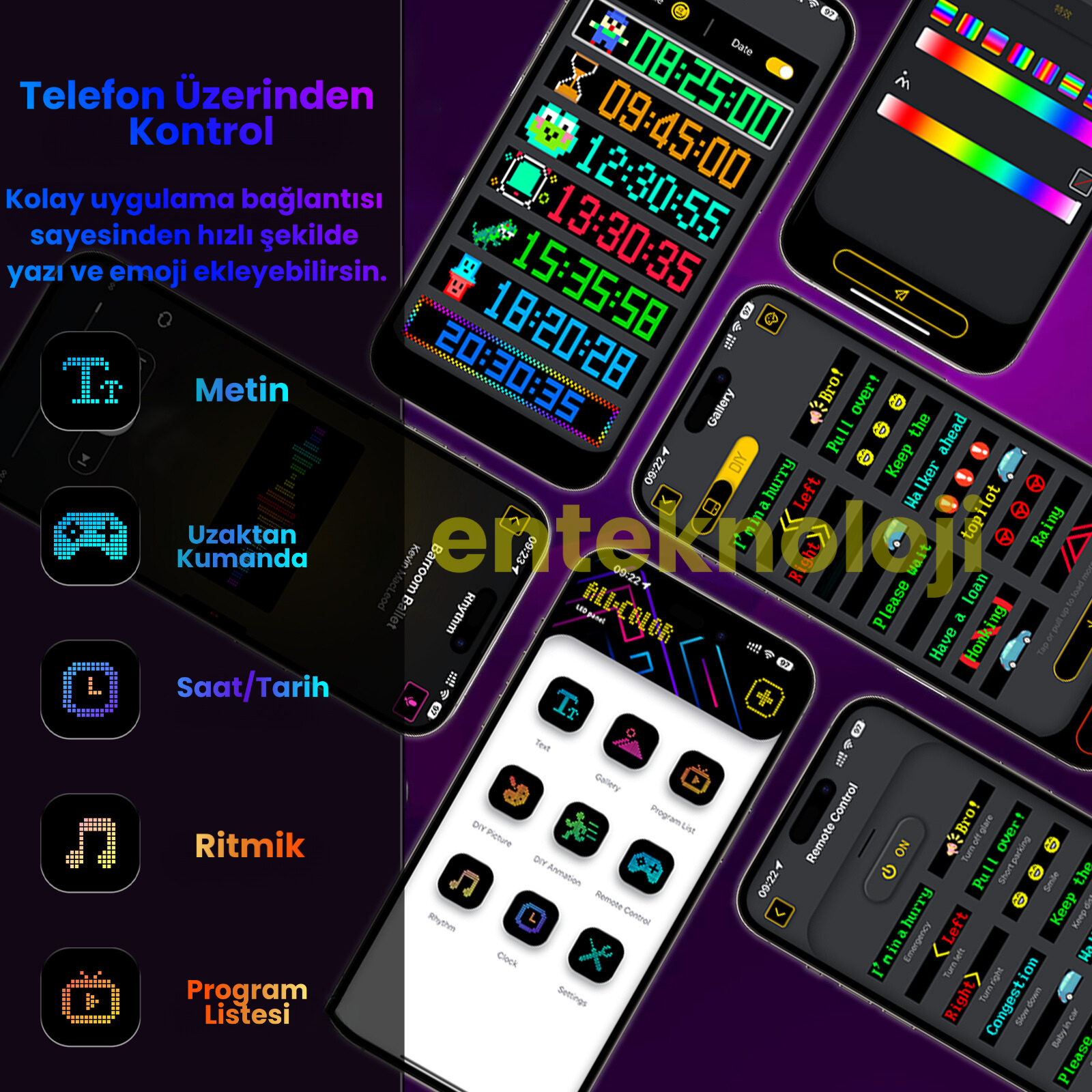 Kişiselleştirilebilir Matrix Car LED Ekran (90x19cm)