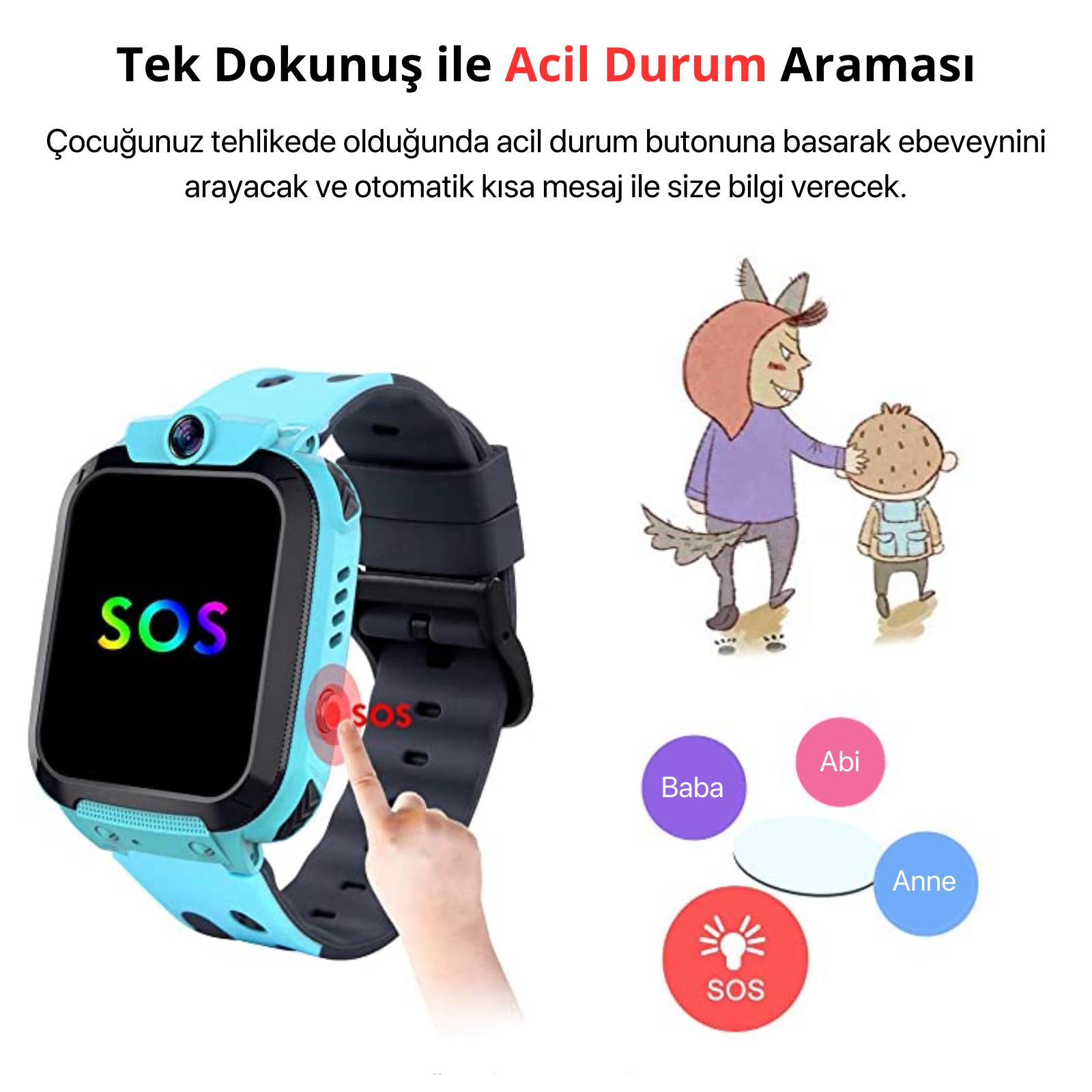 Sim Kartlı DH8 Akıllı Çocuk Saati Konum-Arama-Kamera Özellikli