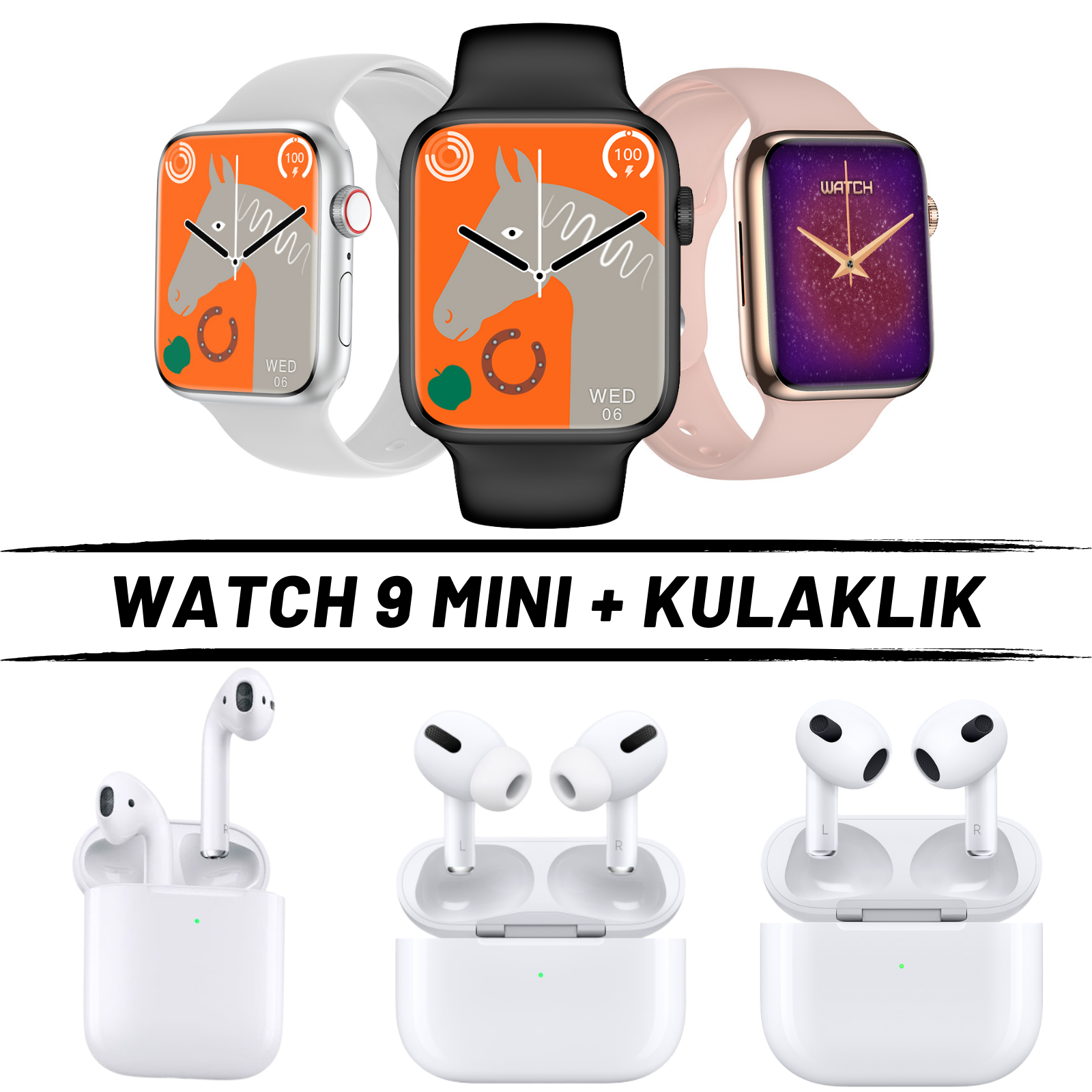 Watch 9 Mini Akıllı Saat + Kulaklık