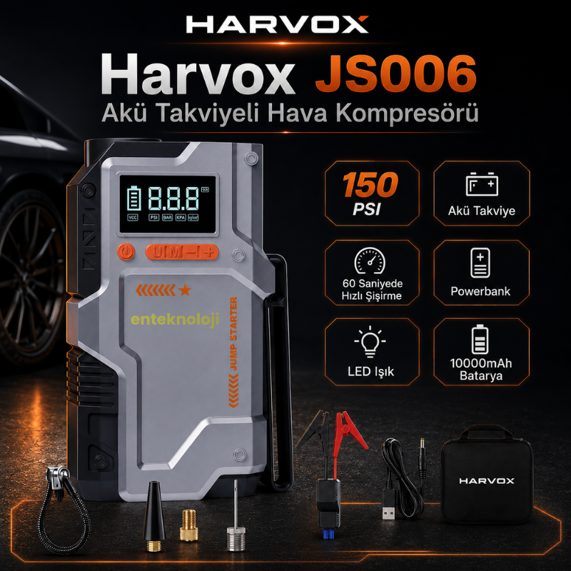 Harvox Akü Takviyeli Hava Kompresörü JS-006