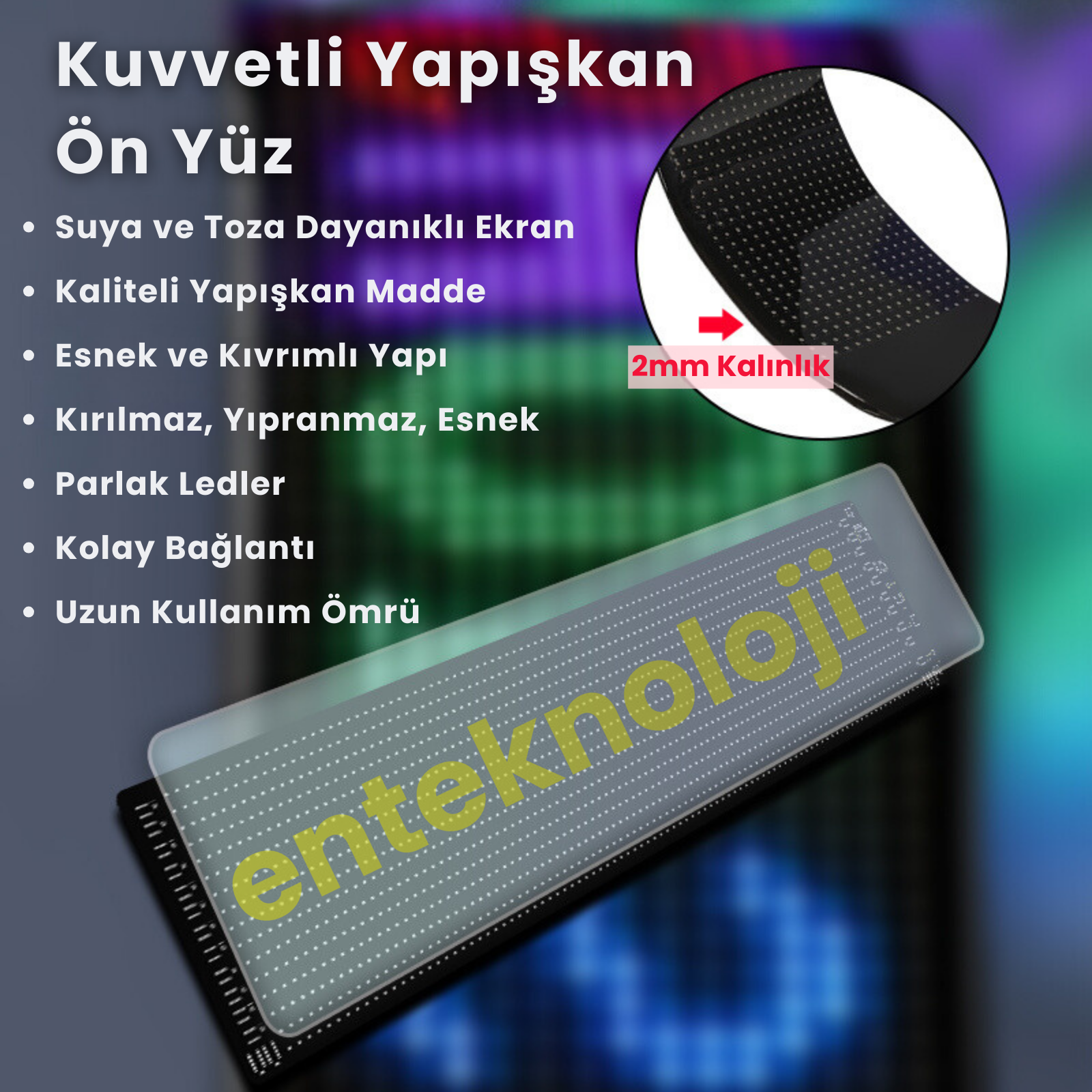 Kişiselleştirilebilir Matrix Car LED Ekran (133x19cm)