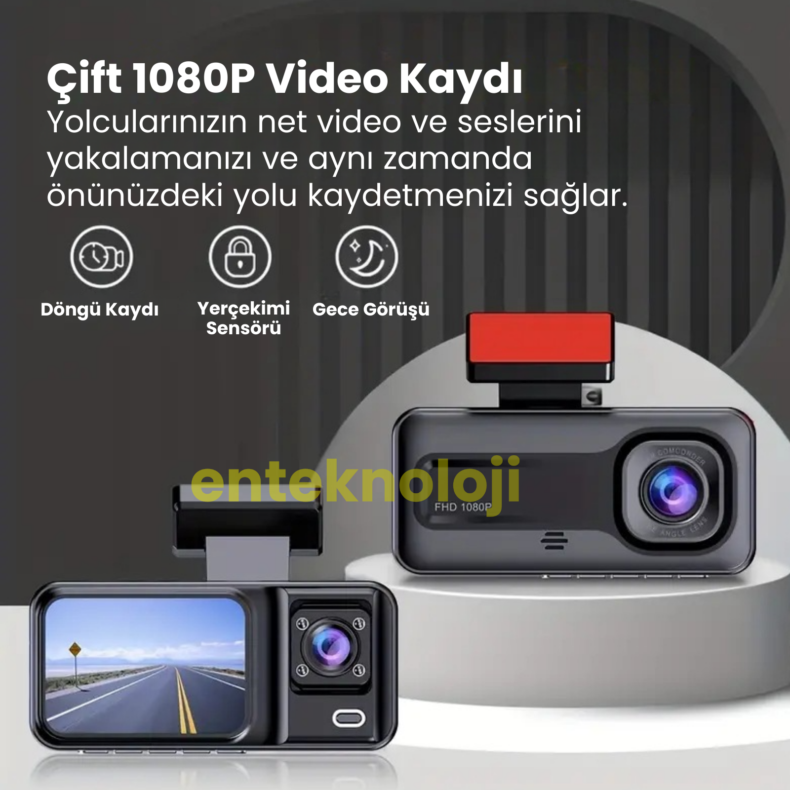 Araç İçi Hd Kamera 3 Kameralı A98 (Arka Görüş Kamerası Hediyeli)