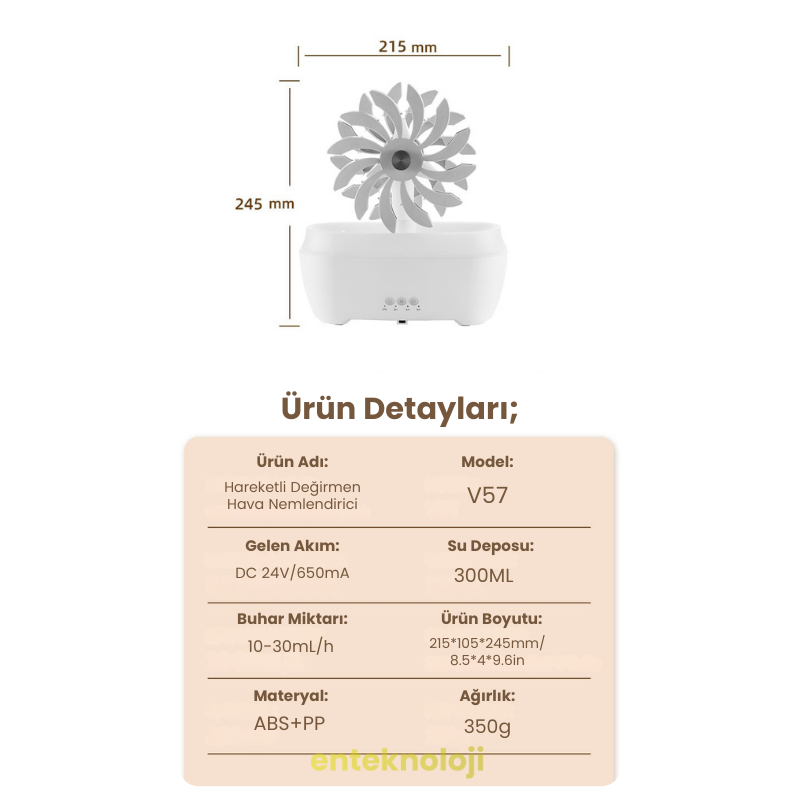 Hareketli Değirmen Hava Nemlendirici