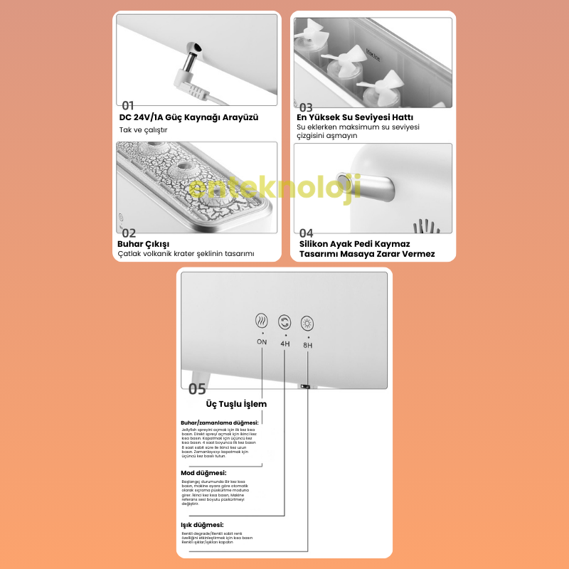 Masaüstü Volkanik Puflu Hava Nemlendirici
