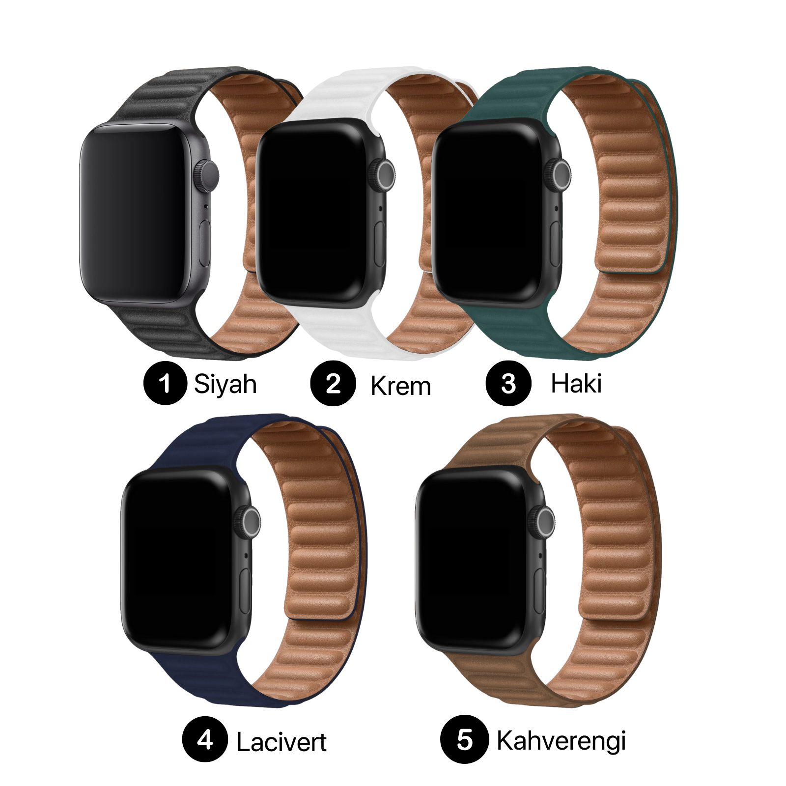 Apple Watch Uyumlu Deri Loop Manyetik Kordonlar