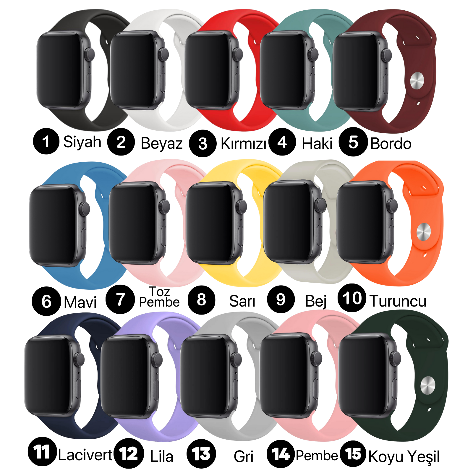 Apple Watch Uyumlu Silikon Kordonlar