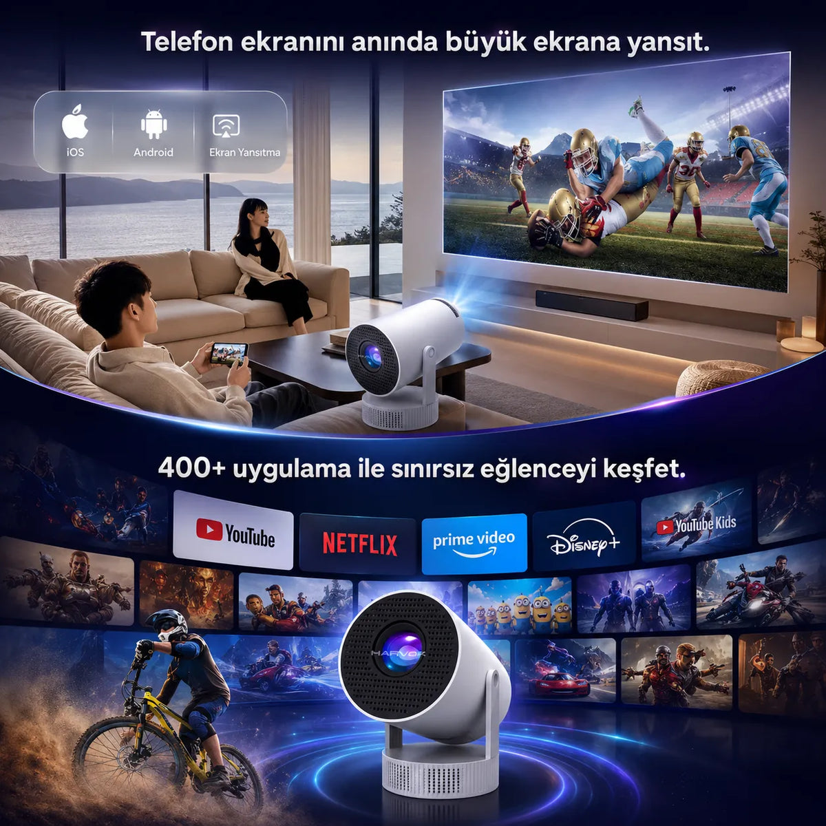 Harvox Bataryalı Upgrade Power+ Projeksiyon Cihazı