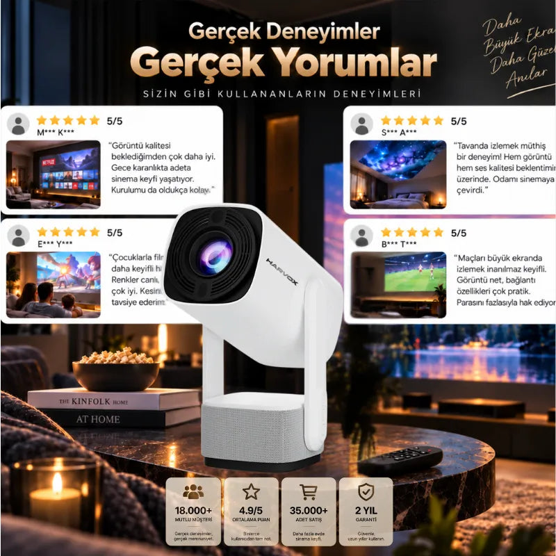 Harvox Power Pro+ Taşınabilir Powerbankli Projeksiyon Cihazı