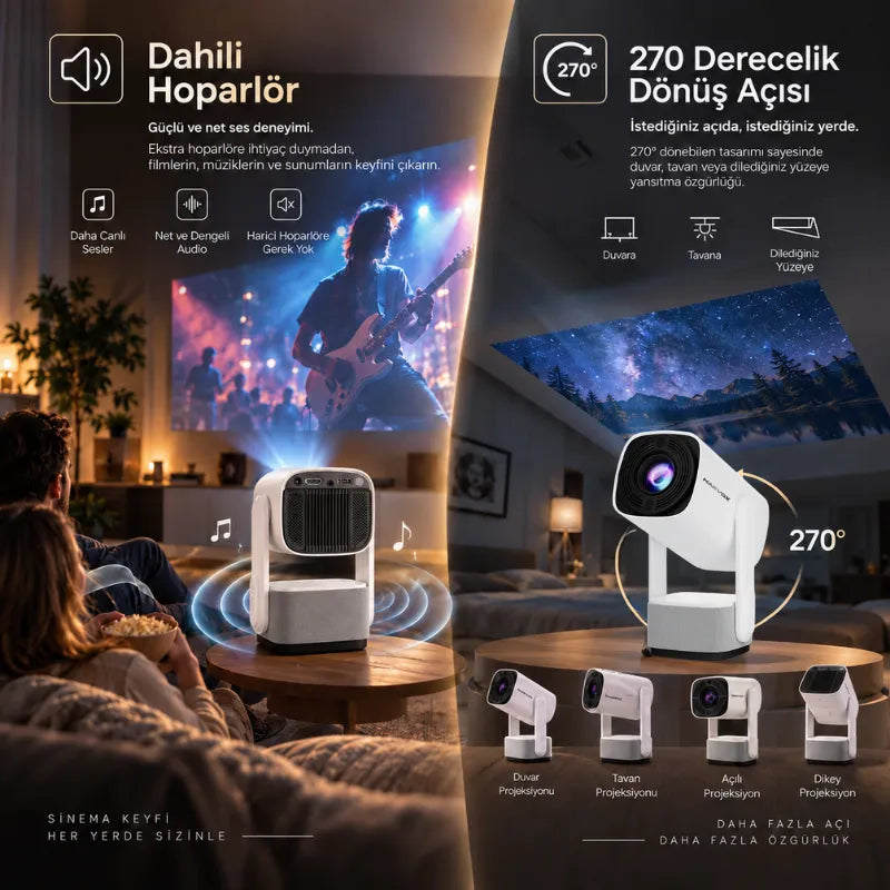 Harvox Power Pro+ Taşınabilir Powerbankli Projeksiyon Cihazı