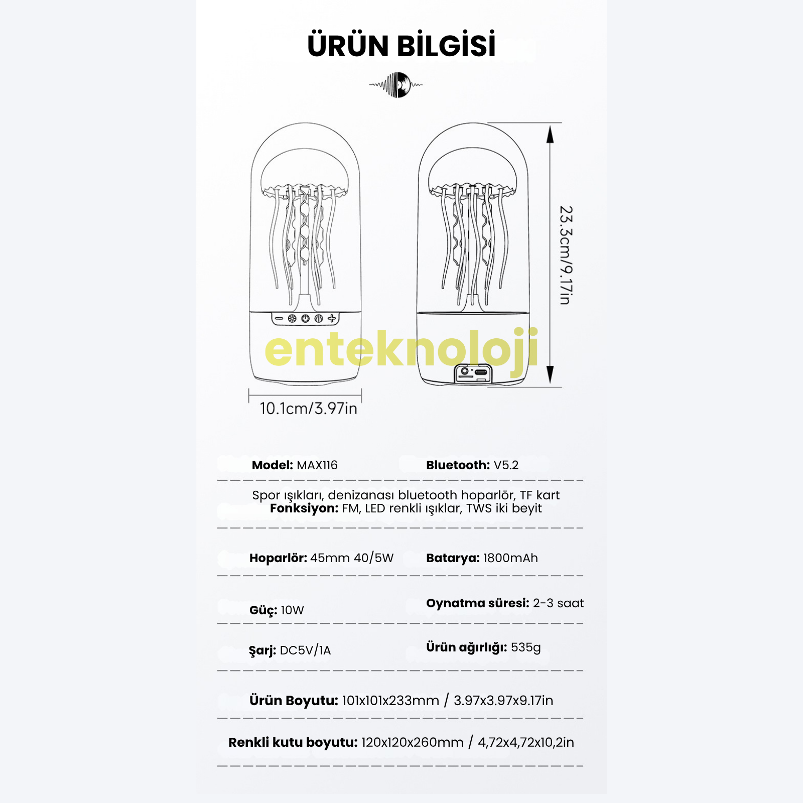 Denizanası Figürlü RGB Hoparlör