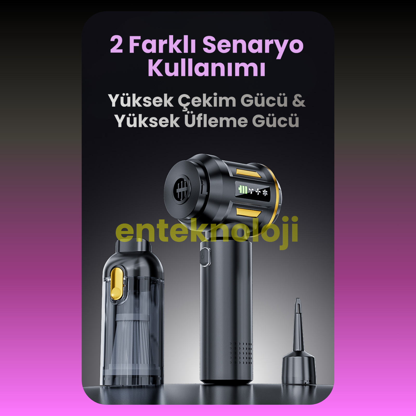 Harvox Araç İçi Süpürgesi HXVC-003 (Gri - Mor)