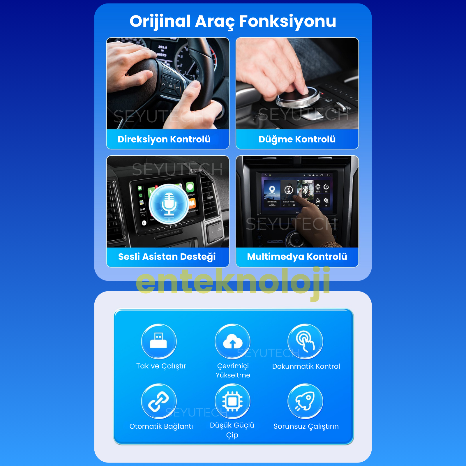 Usb 2in1 Converter Kablosuz CarPlay Apple ve Android Uyumlu