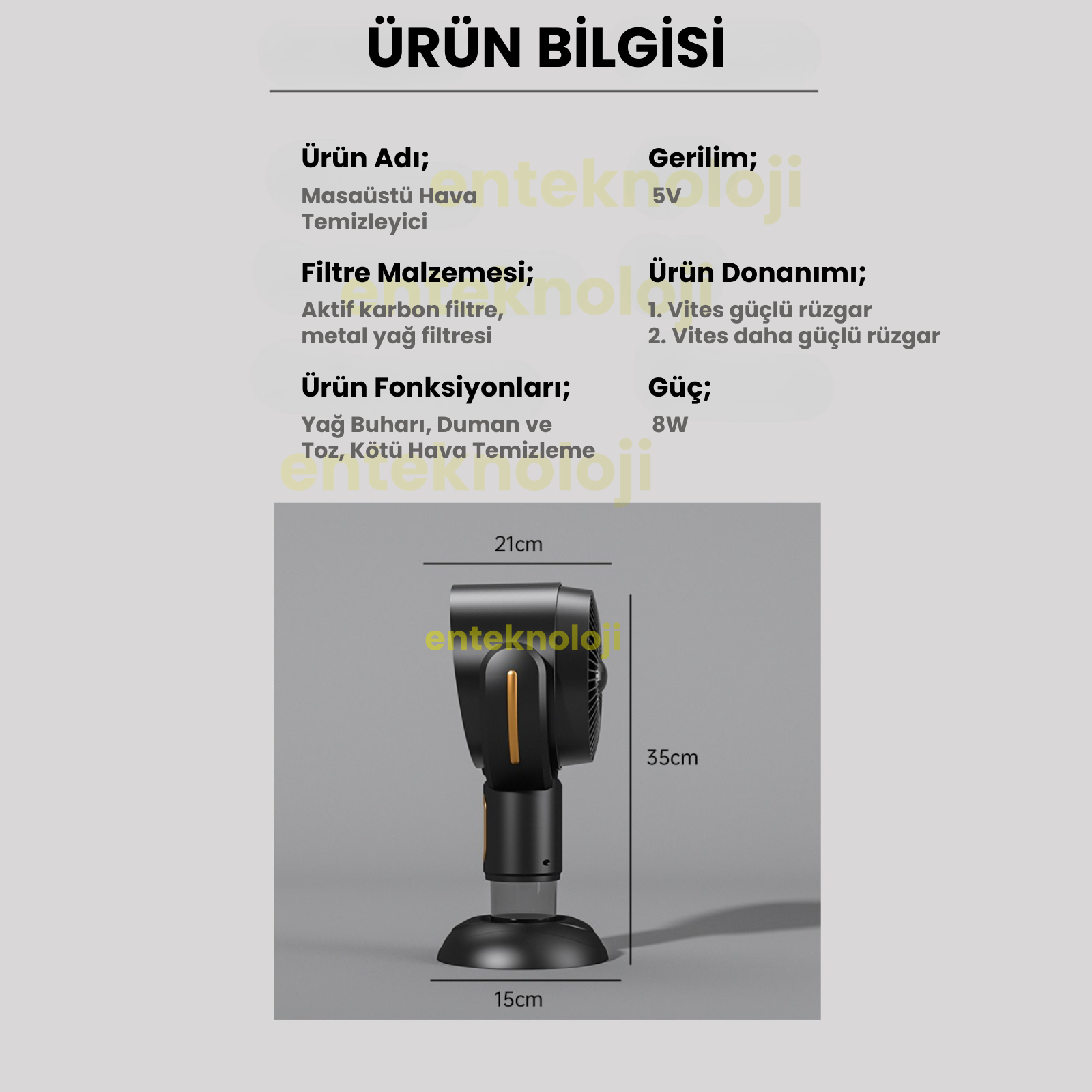 Masaüstü Hava Temizleyici (Air Purifier)