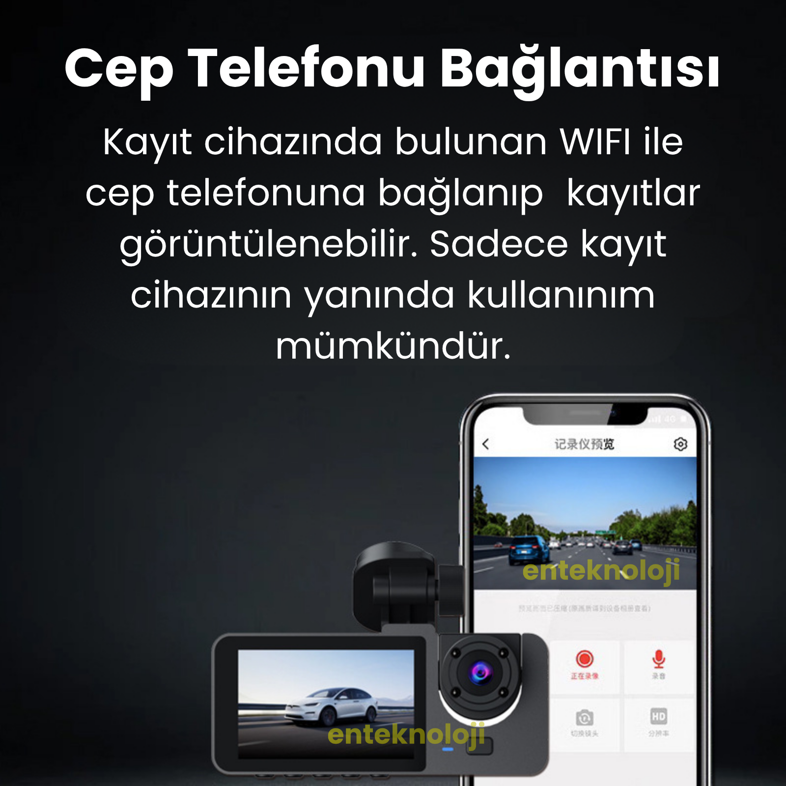 Araç İçi HD Kamera 3 Kameralı Y15 (Arka Görüş Kamerası Hediye)