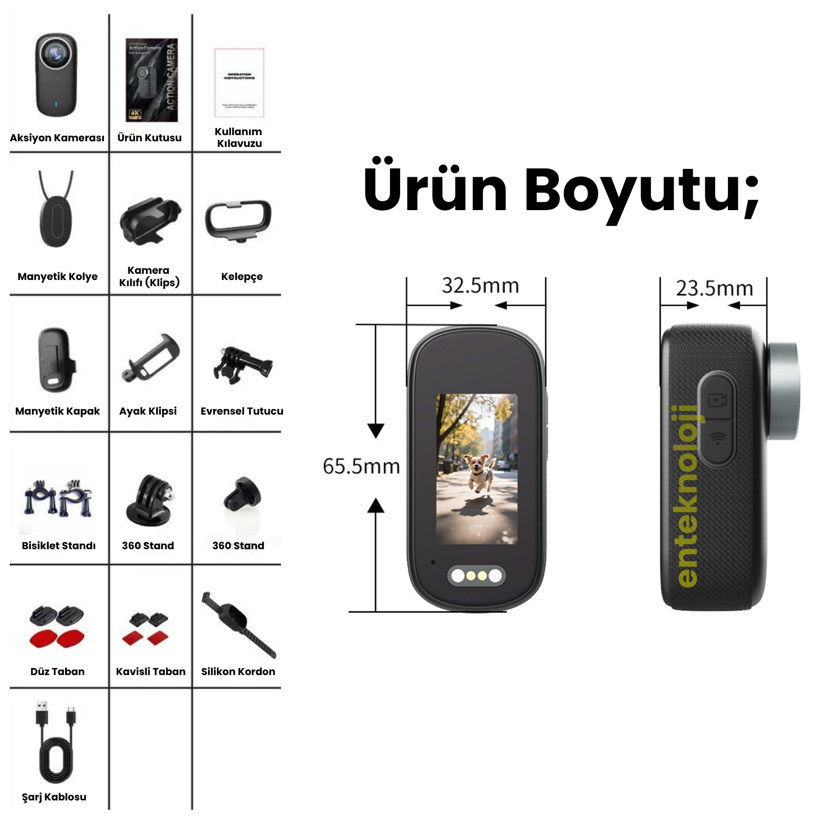 Ekranlı 4K Aksiyon Kamerası