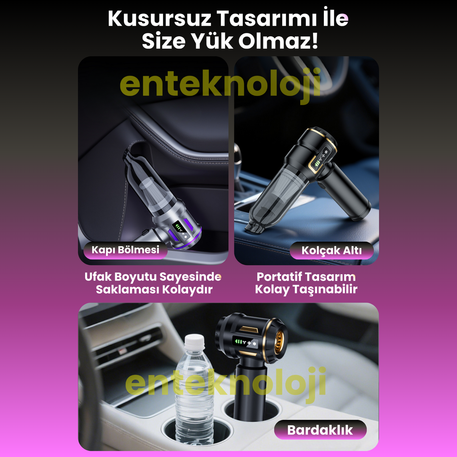 Harvox Araç İçi Süpürgesi HXVC-003 (Gri - Mor)