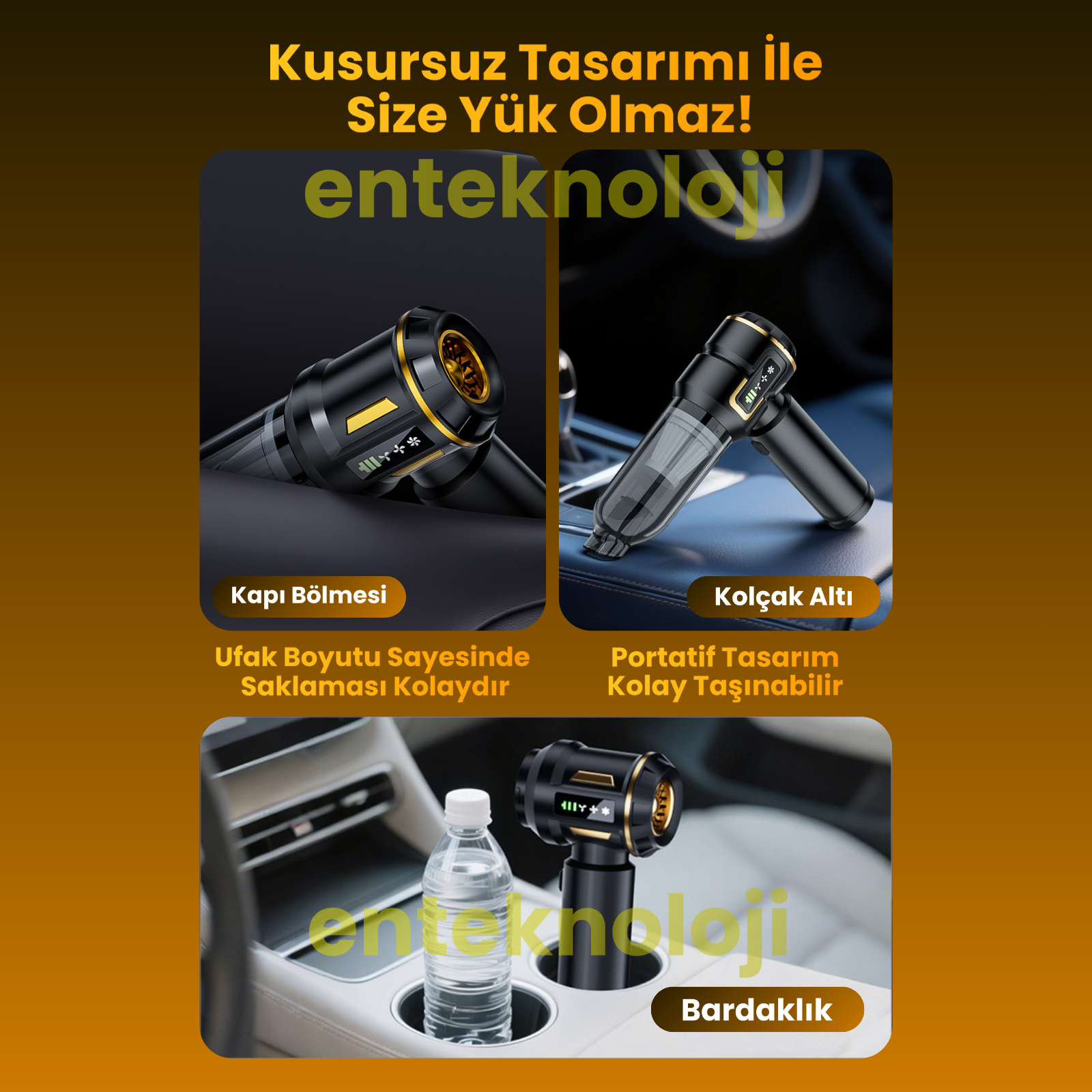 Harvox Araç İçi Süpürgesi HXVC-003 (Sarı - Siyah)