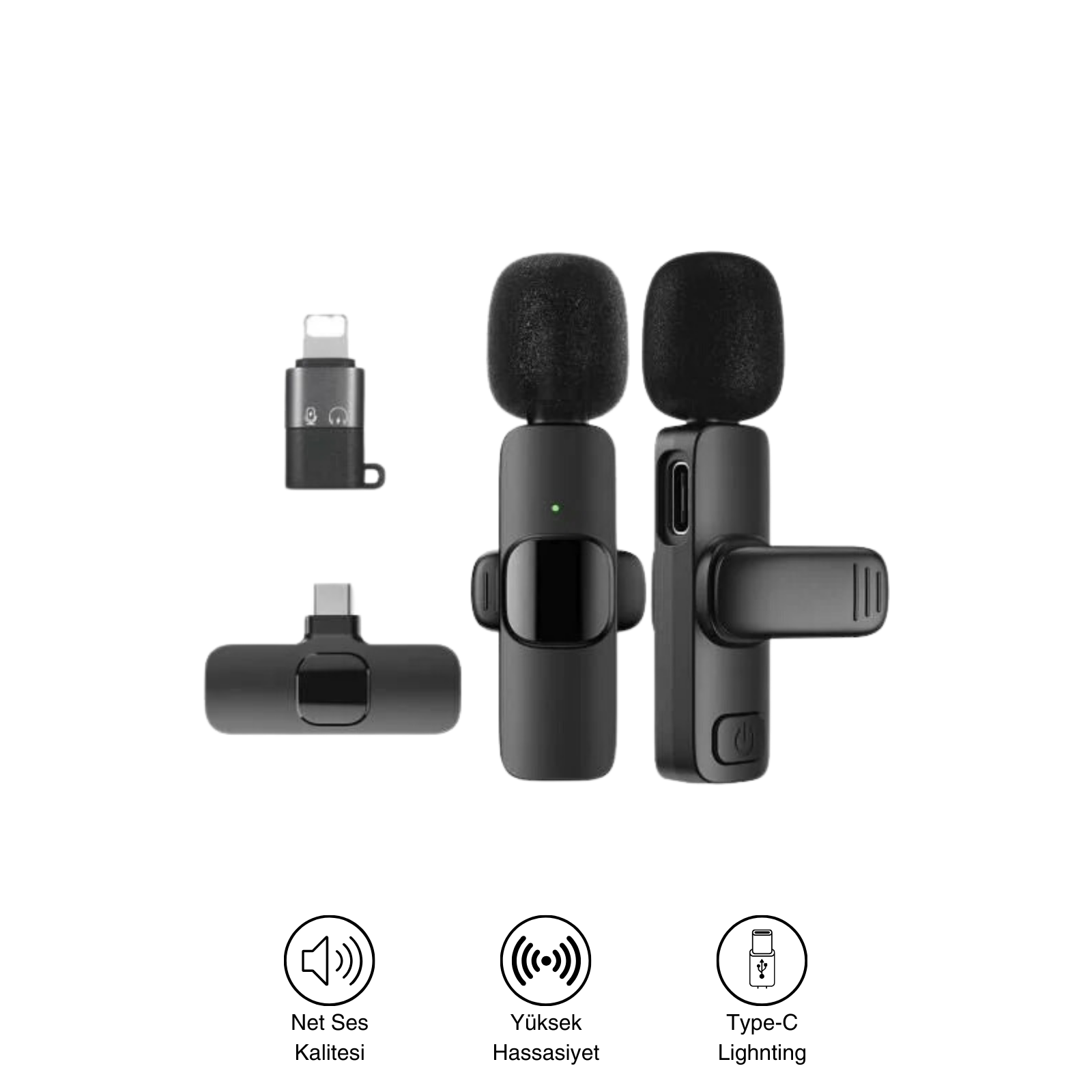 Kablosuz Bluetooth Yaka Mikrofonu (2 in 1)