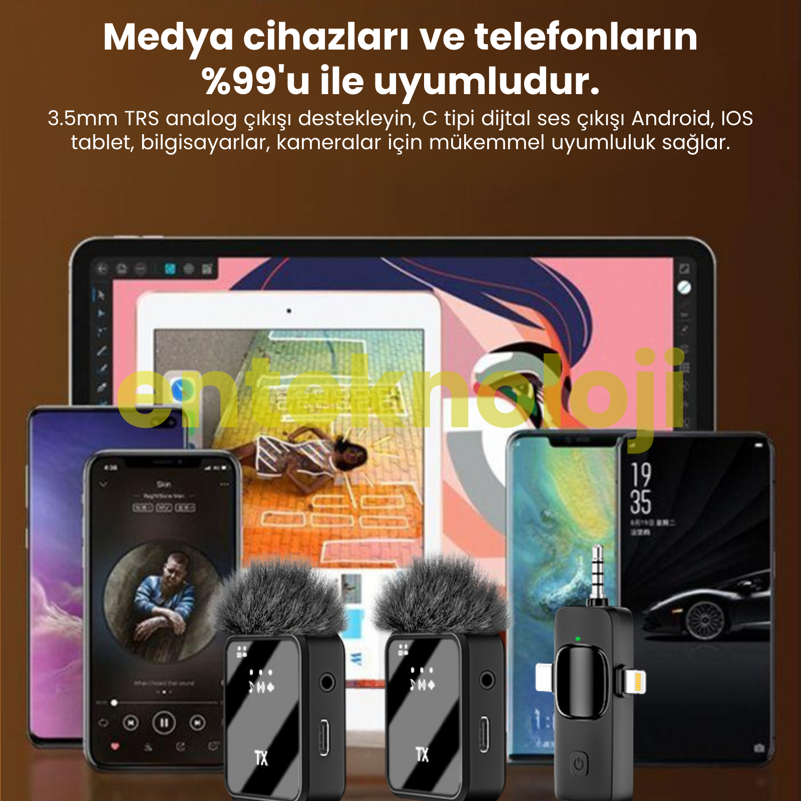 Kablosuz Tüylü Yaka Mikrofonu Wireless Şarj Kutulu F11-2