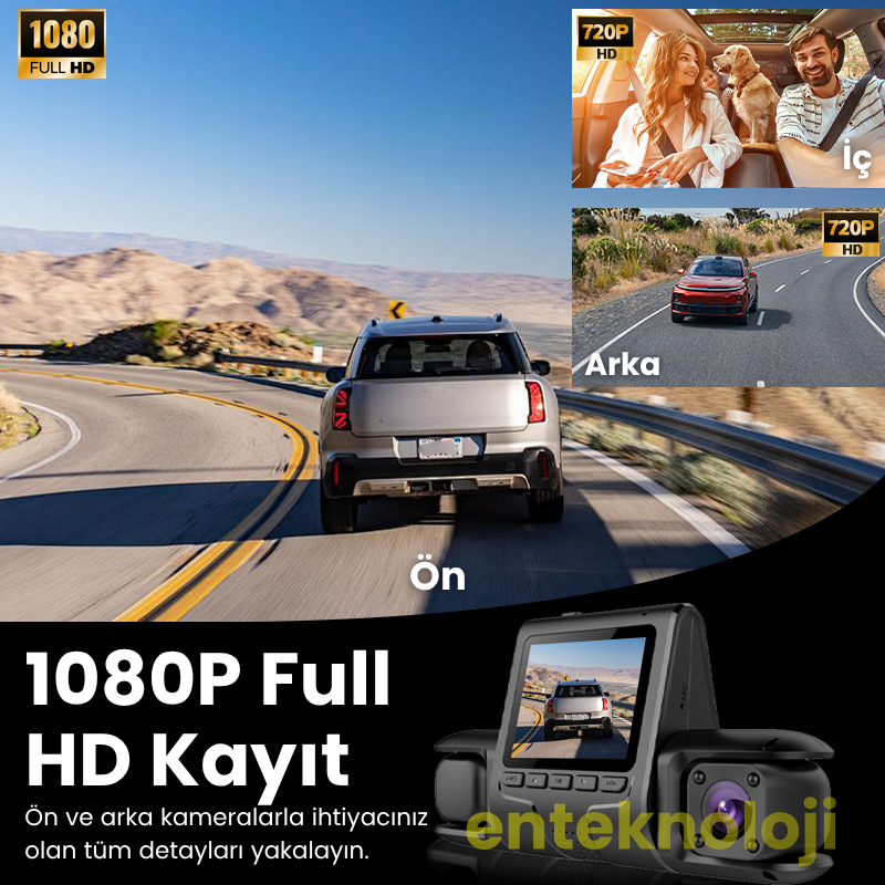 Araç İçi Hd Kamera 4 Kameralı Y13 (Arka Görüş Kamerası Hediye)